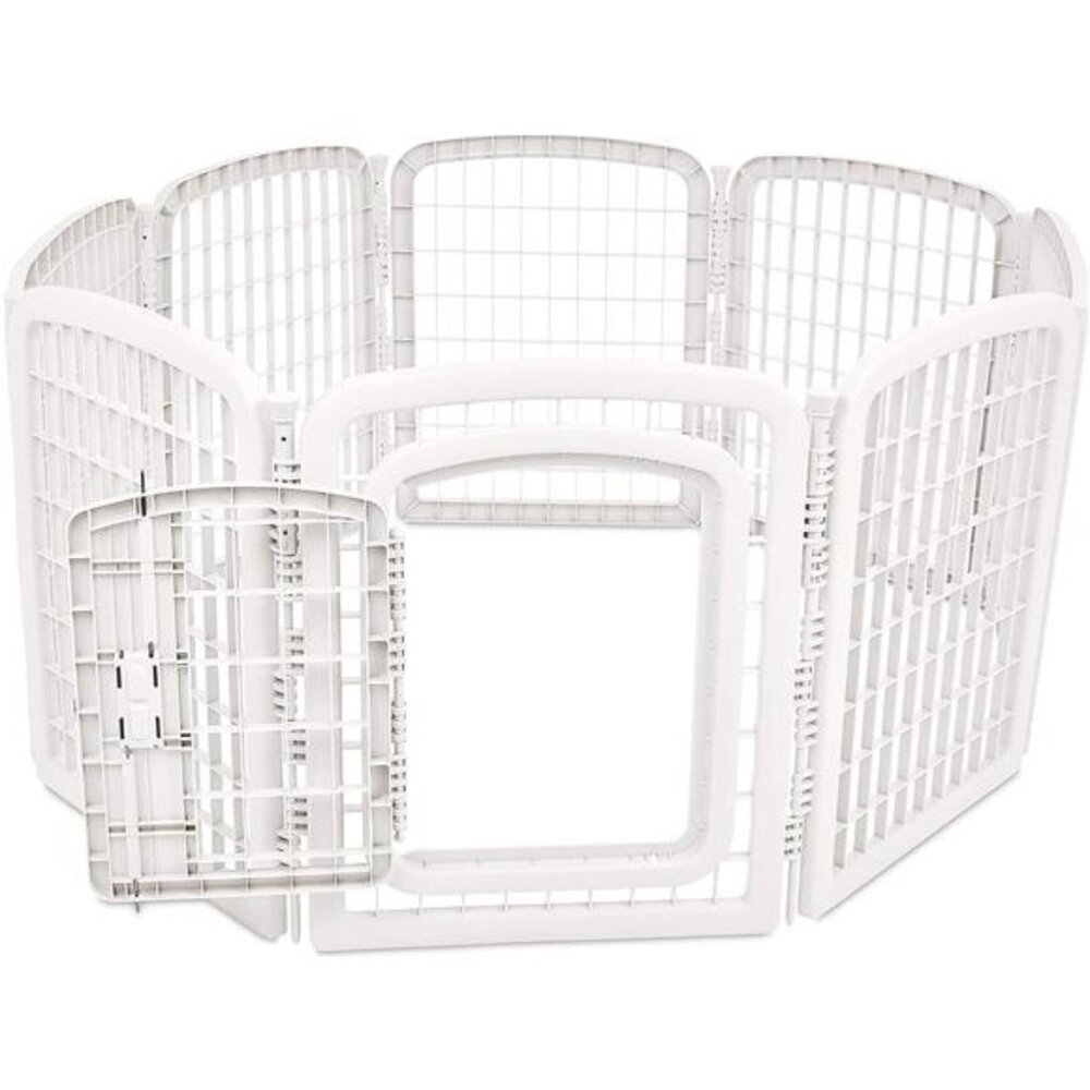 8-Panel Octagonal Plastic Pet Pen Fence Enclosure With Gate, 59 x 58 x 28 Inches